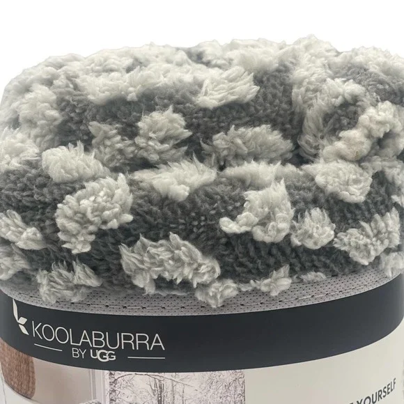 Koolaburra by UGG Blanket Alaina Leopard Sherpa Throw Gray 50 x 70 inch - Picture 3 of 5
